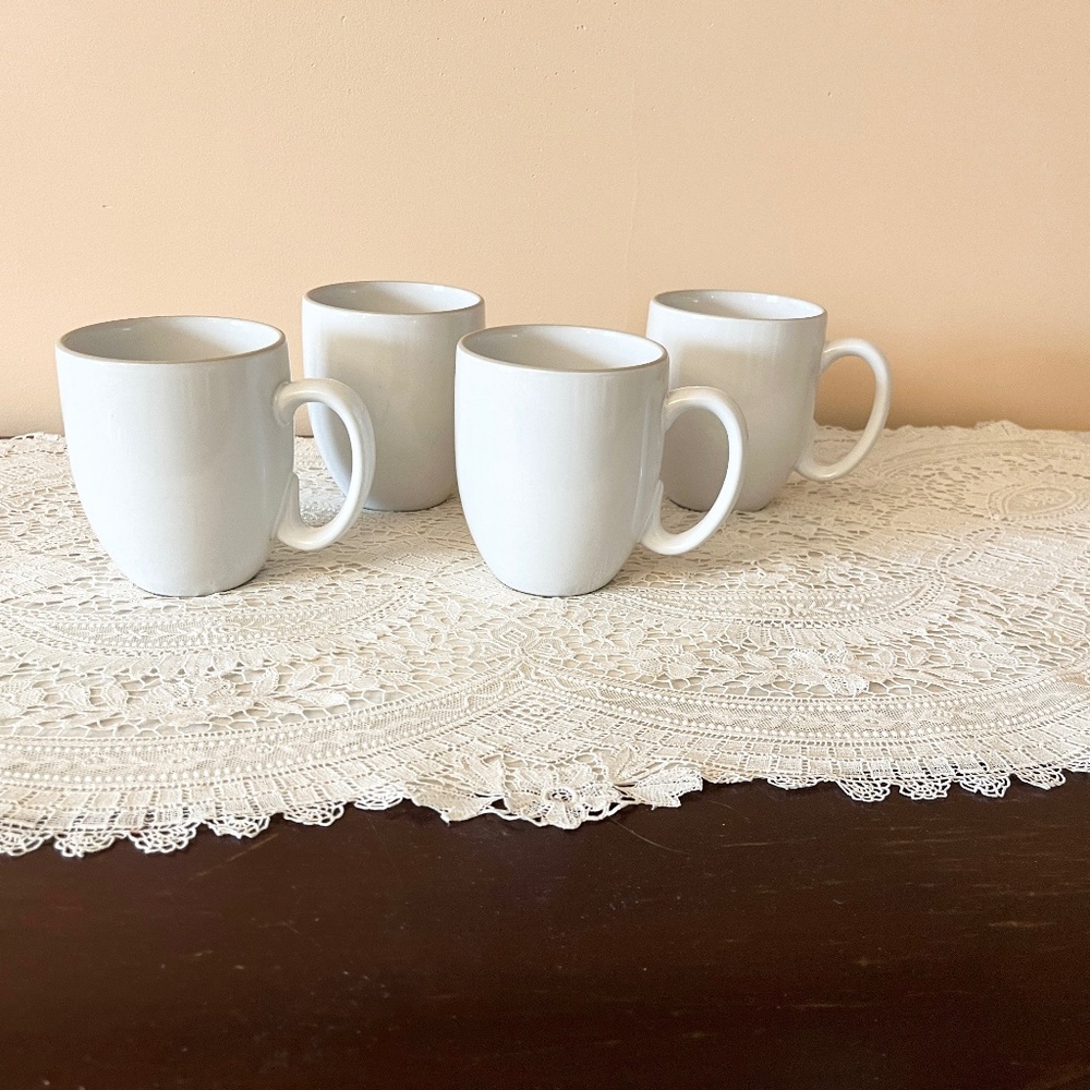 Set of Four White Wedgwood Vera Color Cera Wang Mugs